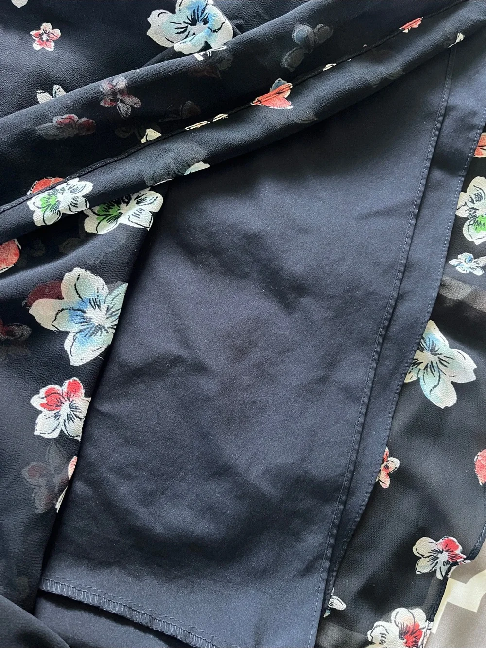 Ann Taylor Black Maxi Skirt with Pink and Light Blue Floral Print